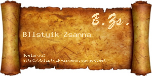 Blistyik Zsanna névjegykártya